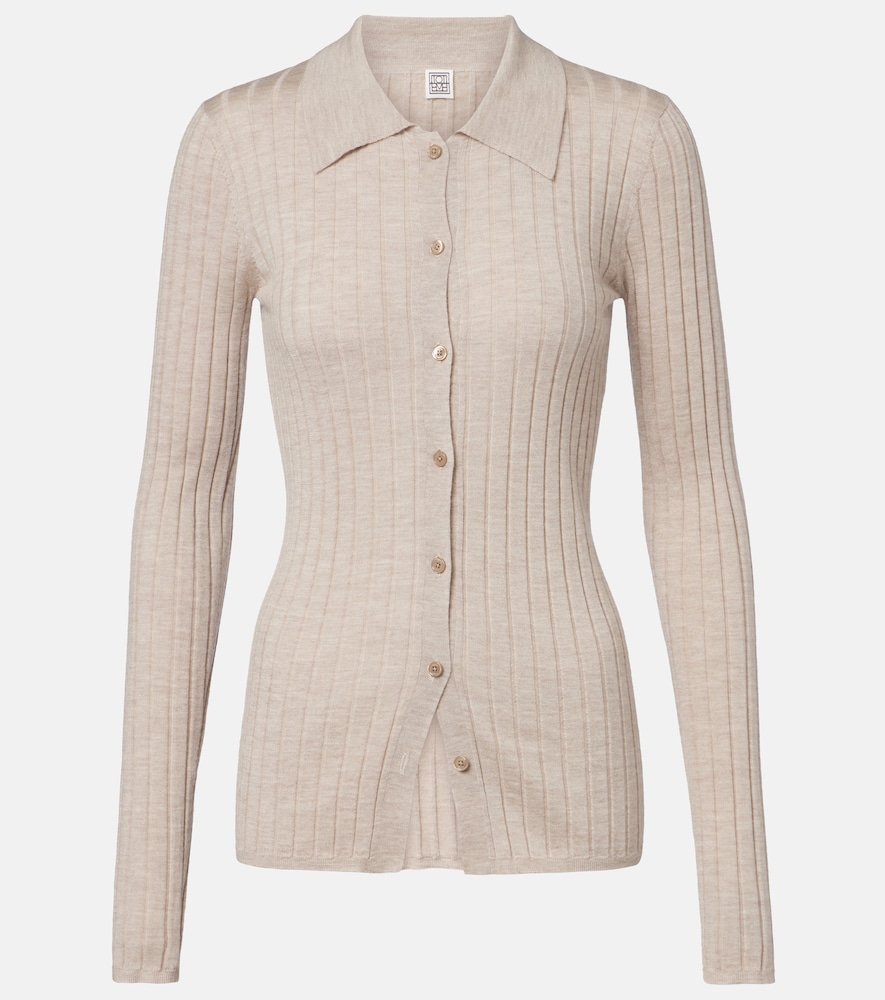Totême Ribbed-knit Cashmere And Silk Cardigan In Multi