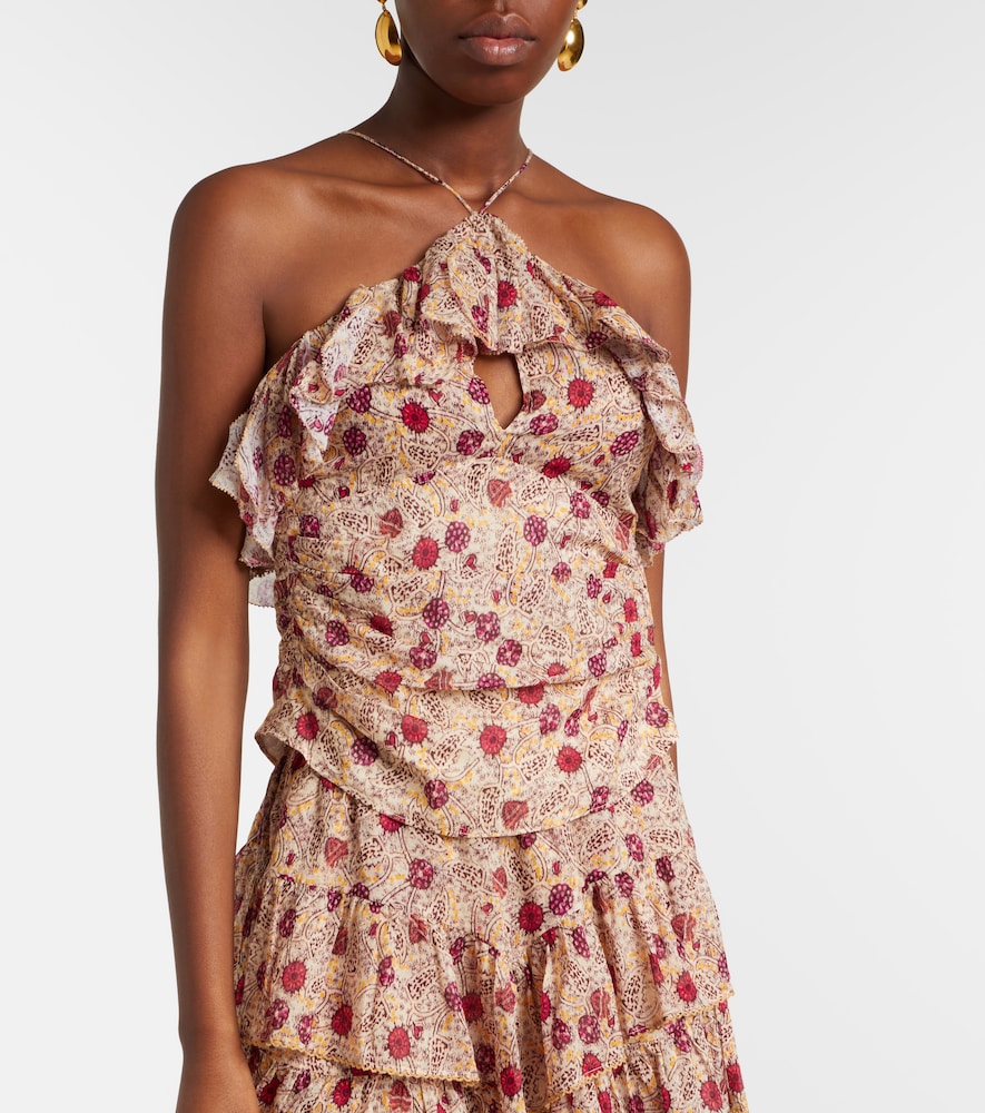 Dijimia Printed Ruffled Cotton Top