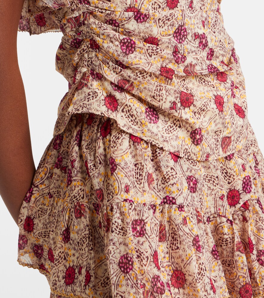 Dijimia Printed Ruffled Cotton Top
