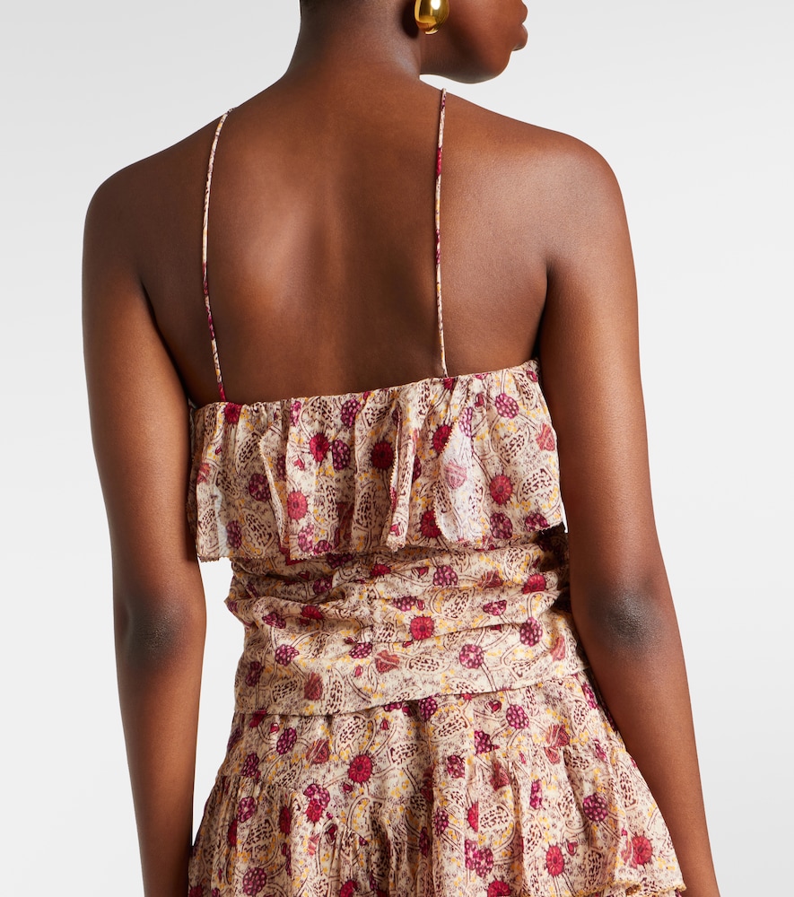 Dijimia Printed Ruffled Cotton Top