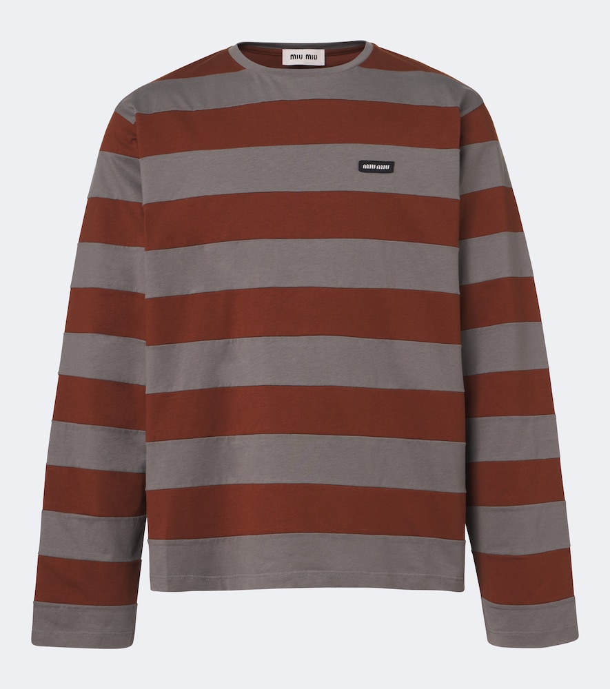 T-shirt in jersey di cotone a righe