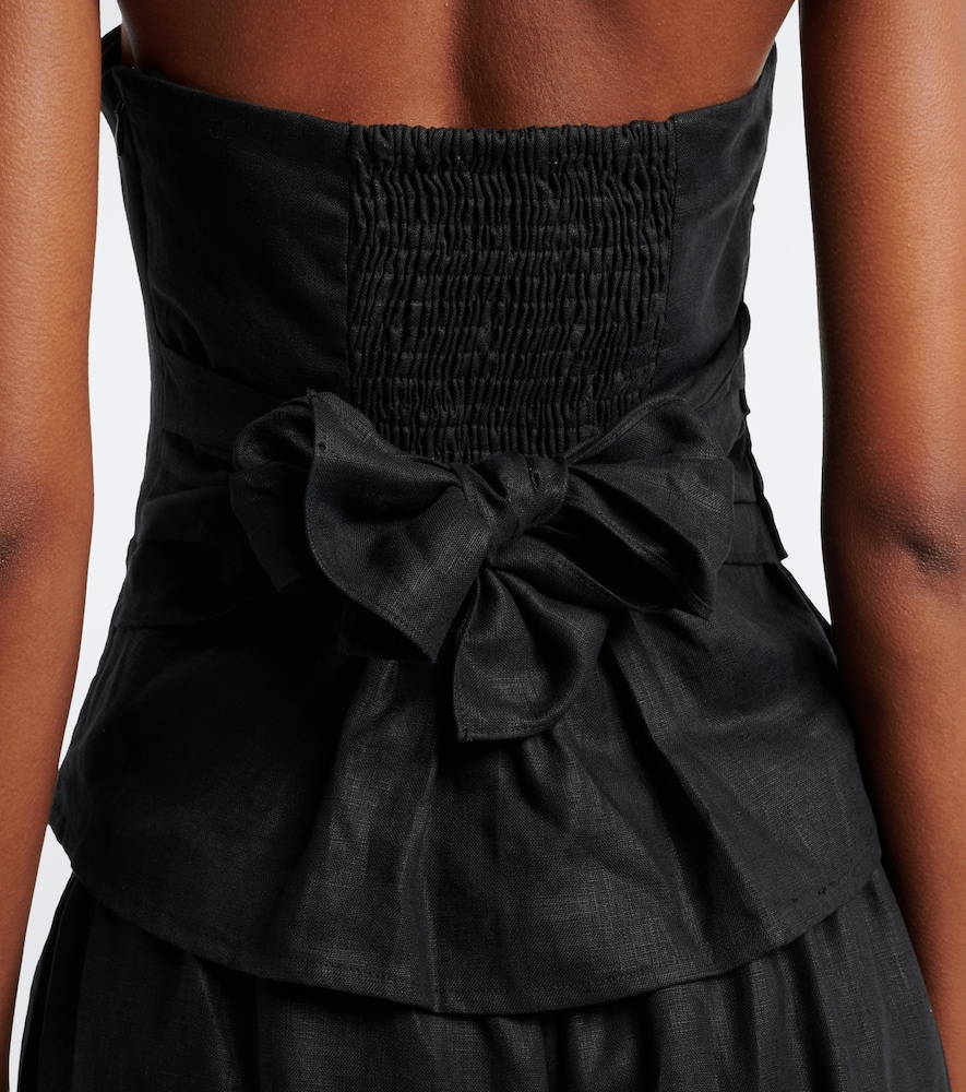 Alzira Shirred Linen Strapless Top