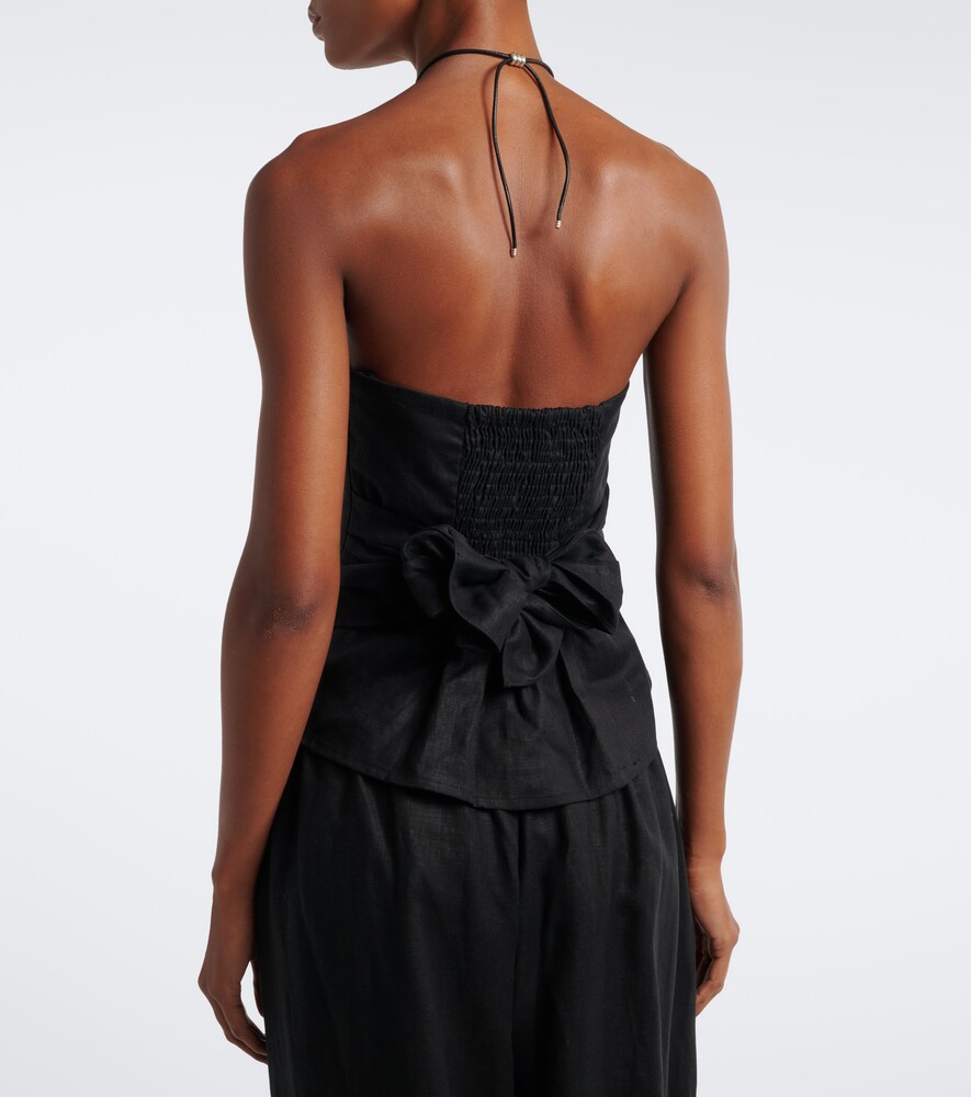 Alzira Shirred Linen Strapless Top