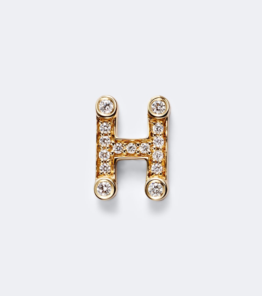 Einzelner Ohrring Petite H aus 18kt Gelbgold mit Diamanten