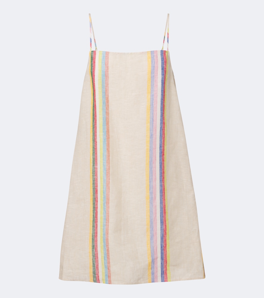Staud Laura Striped Linen Minidress In Multicoloured