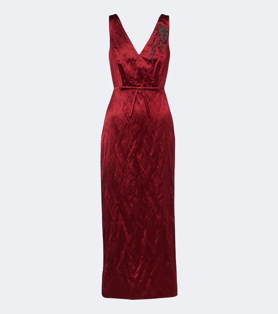 Erdem Women's Red Embellished Satin Cocktail Dress UK Size 14 - Mytheresa