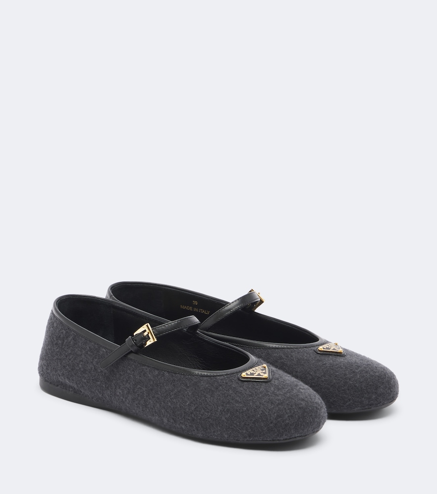 Mary-Jane-Ballerinas mit Leder