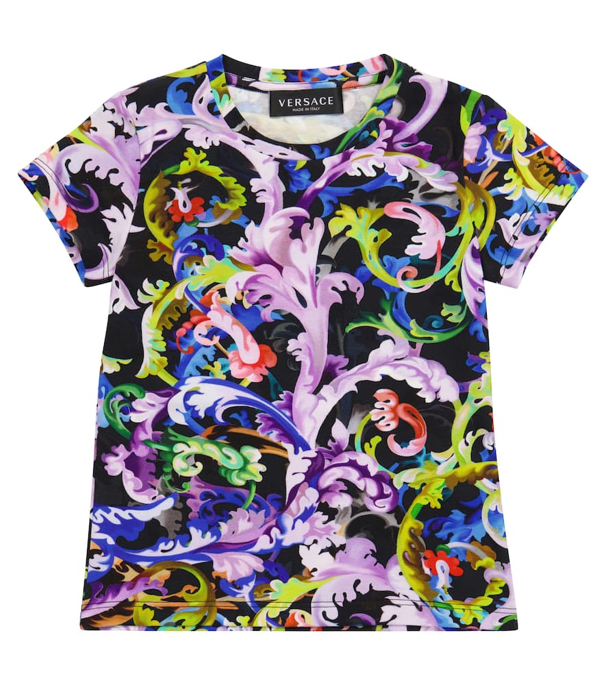 Click to view more detailed imagery on our partner's website Versace Kids' Baroccoflage Stretch-cotton T-shirt In Multicoloured