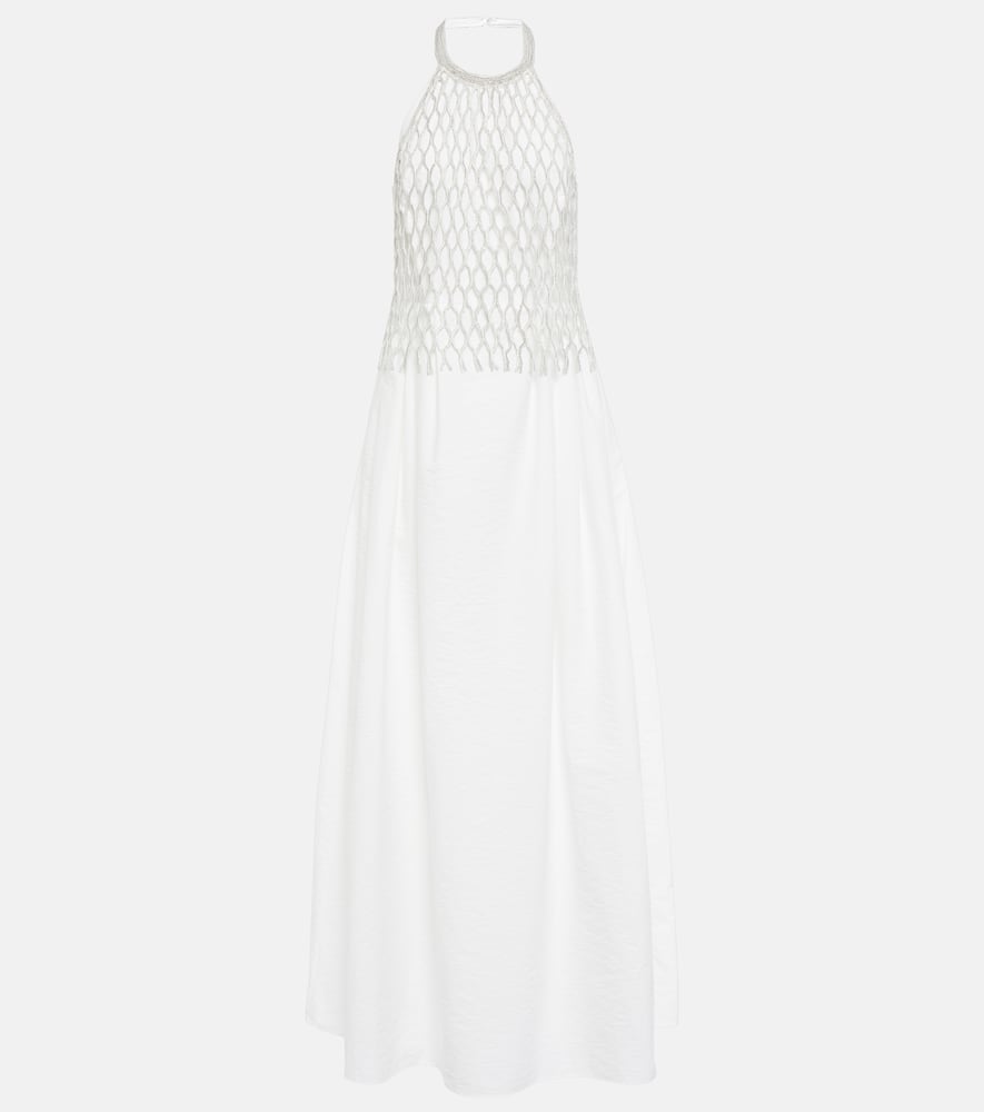 Brunello Cucinelli Embellished cotton-blend gown