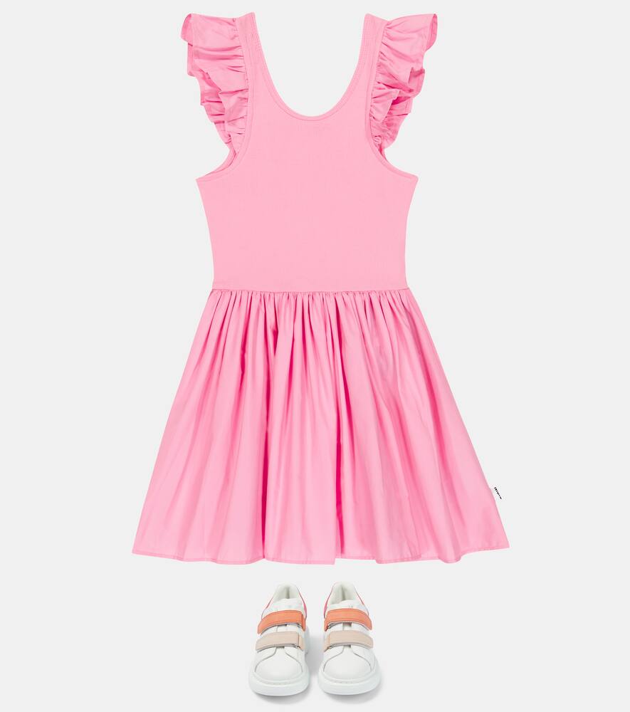 Molo Ruffled Flared Dress In Sunset Pink