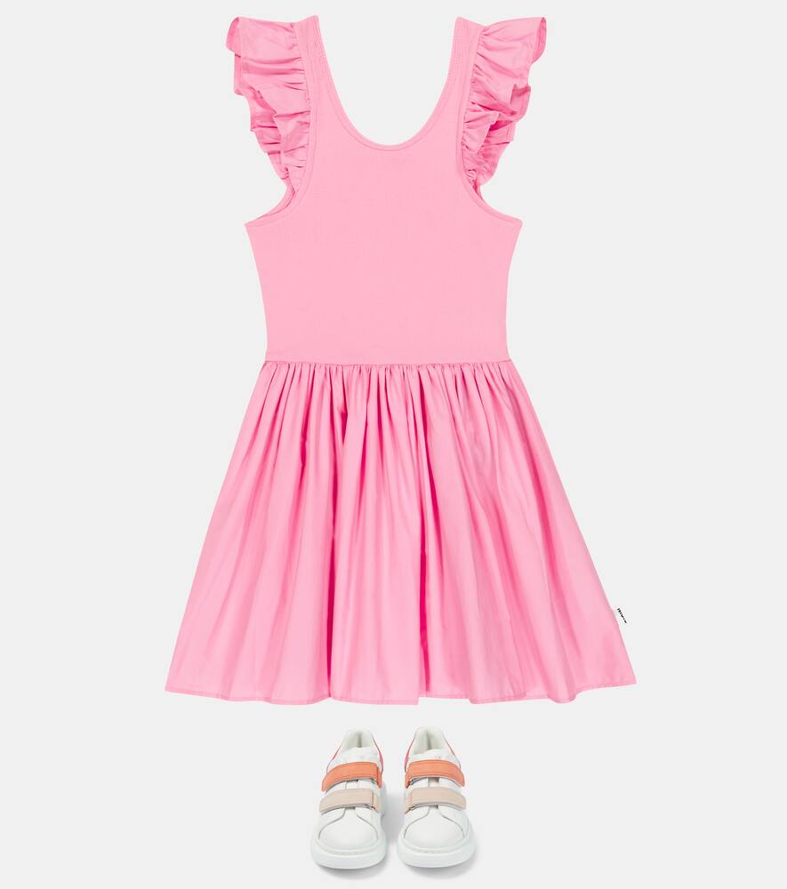 Shop Molo Cloudia Ruffle-detail Cotton Dress In Sunset Pink