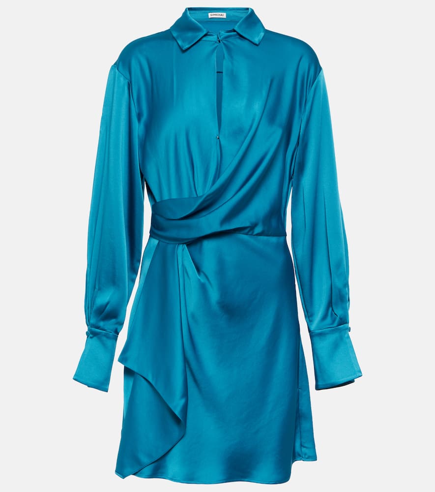 Simkhai Talit Draped Front Mini Dress In Blue