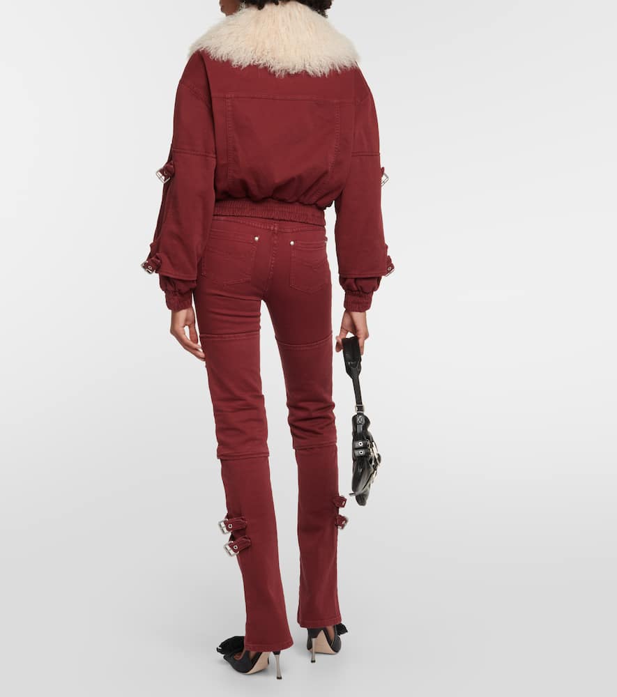 Shop Blumarine Cutout Mid-rise Boyfriend Jeans In Red