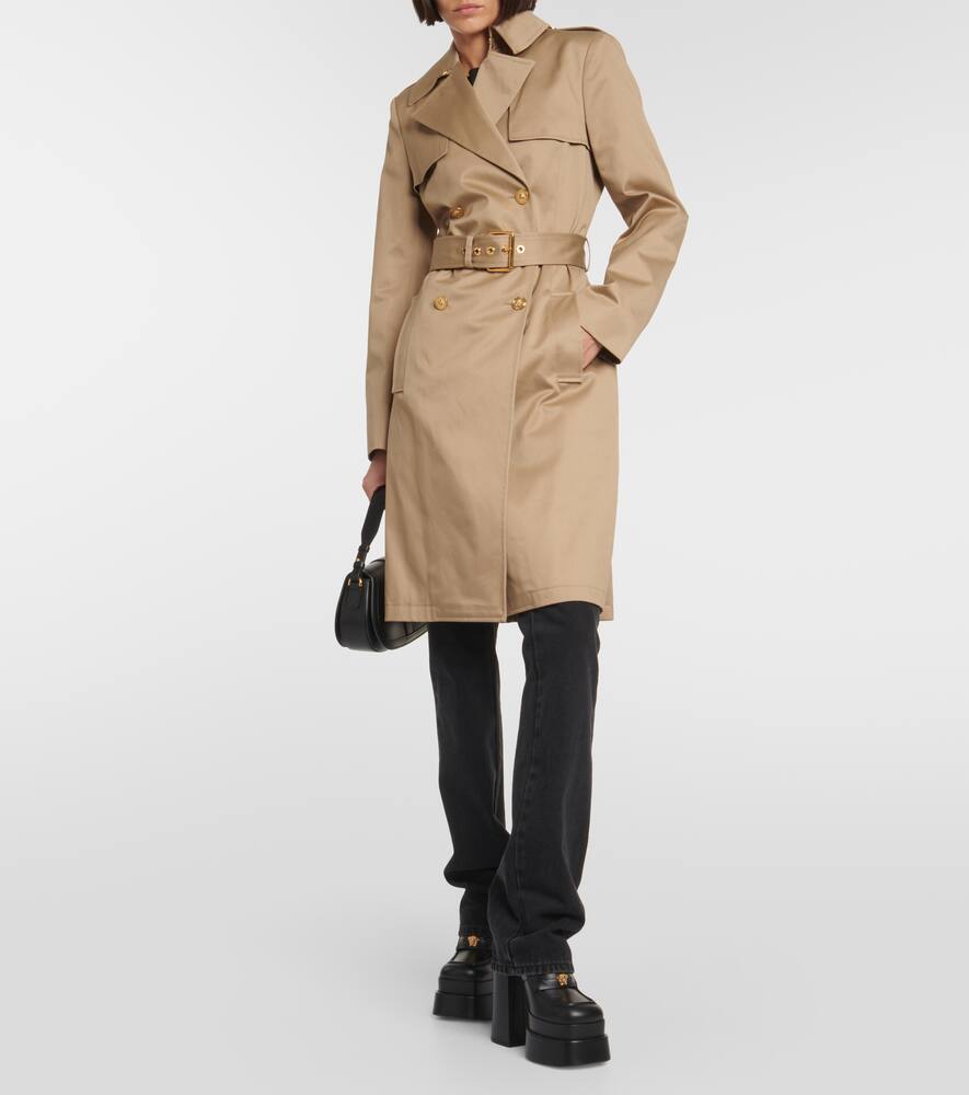 Shop Versace Medusa Trench Coat In Beige