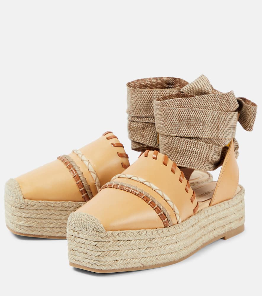 Shop Ulla Johnson Leather Platform Espadrilles In Brown