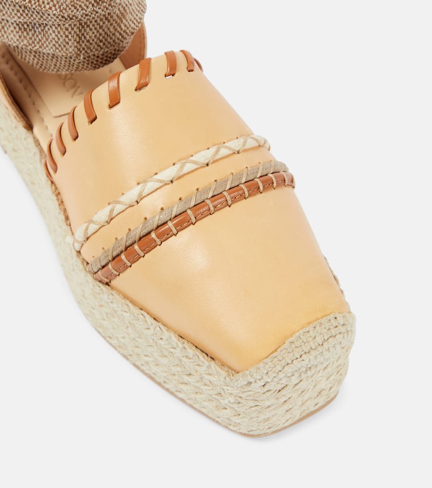 Shop Ulla Johnson Leather Platform Espadrilles In Brown