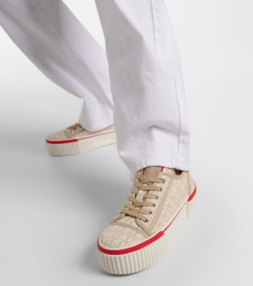 Christian Louboutin Super Pedro Cl Platform Sneakers In Beige
