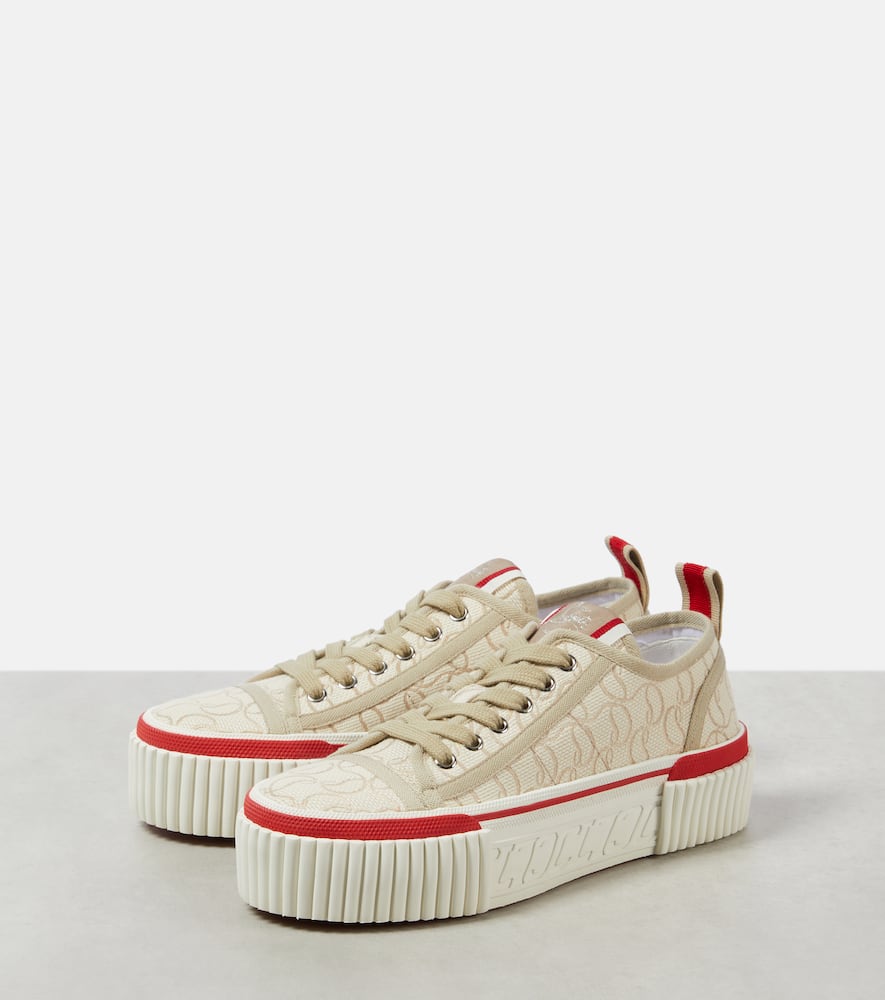 Christian Louboutin Super Pedro Cl Platform Sneakers In Beige
