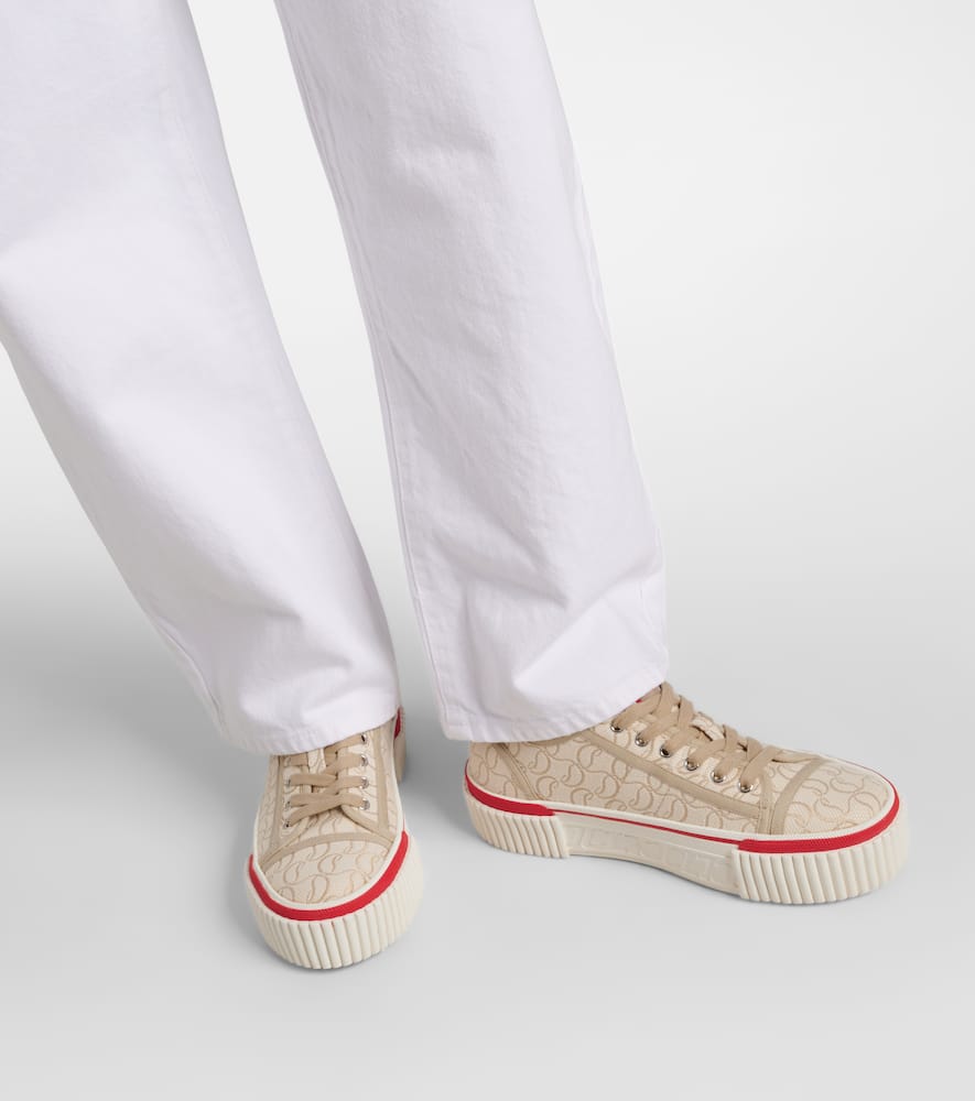 Christian Louboutin Super Pedro Cl Platform Sneakers In Beige