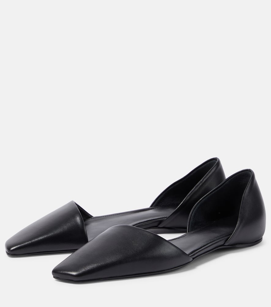 Shop Totême The Asymmetric D'orsay Leather Flats In Black