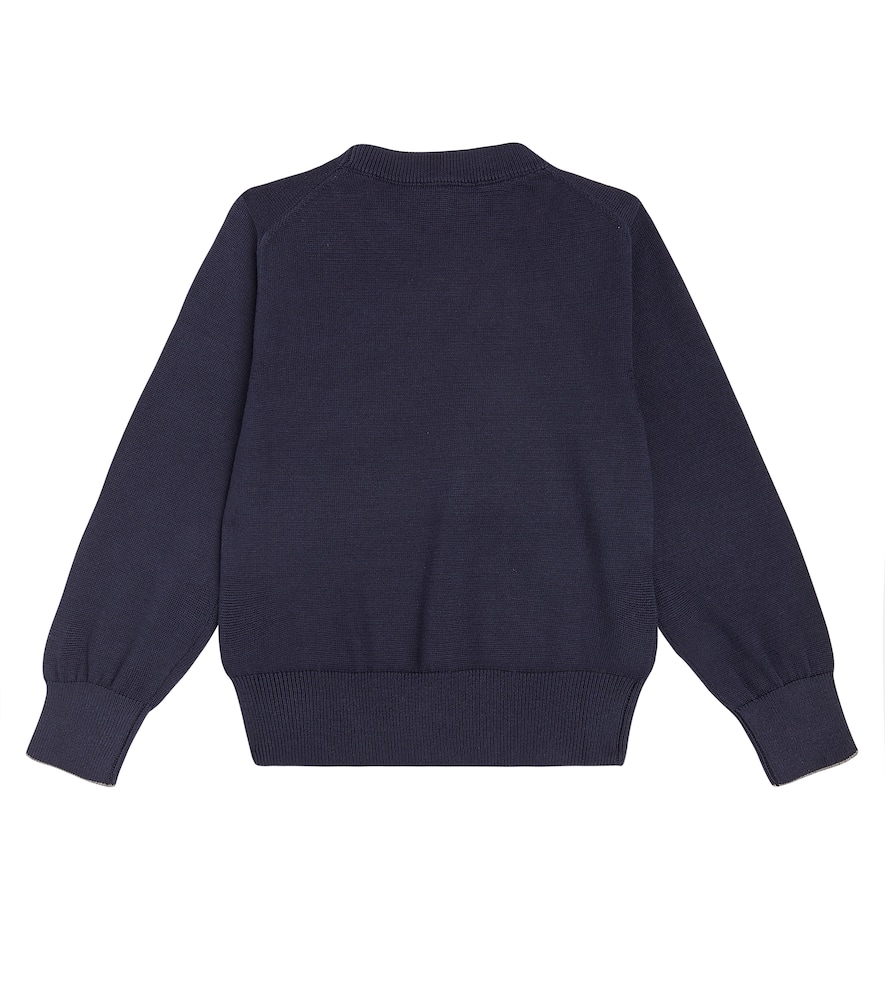 Brunello Cucinelli Printed Cotton Sweater In Navy+grigio+sabbia+panama