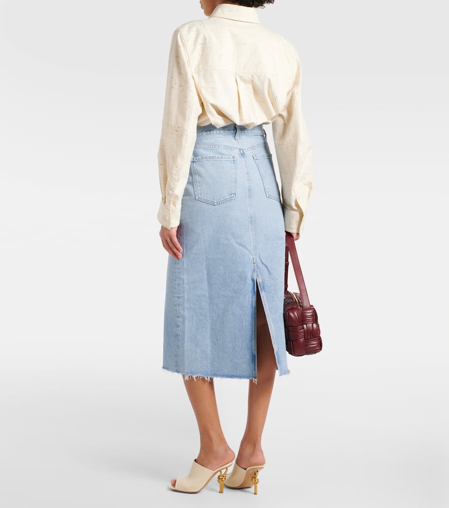 Shop Agolde Della Denim Midi Skirt In Practice