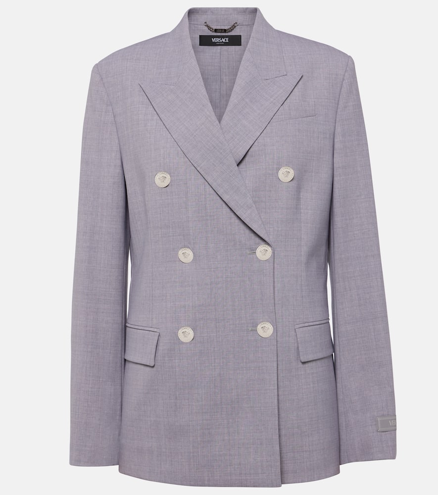 Mélange wool-blend blazer