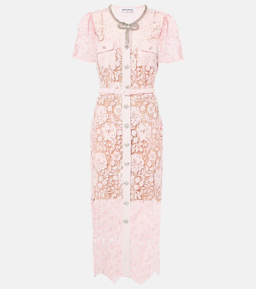 Self-Portrait Crystal-embellished lace midi dress