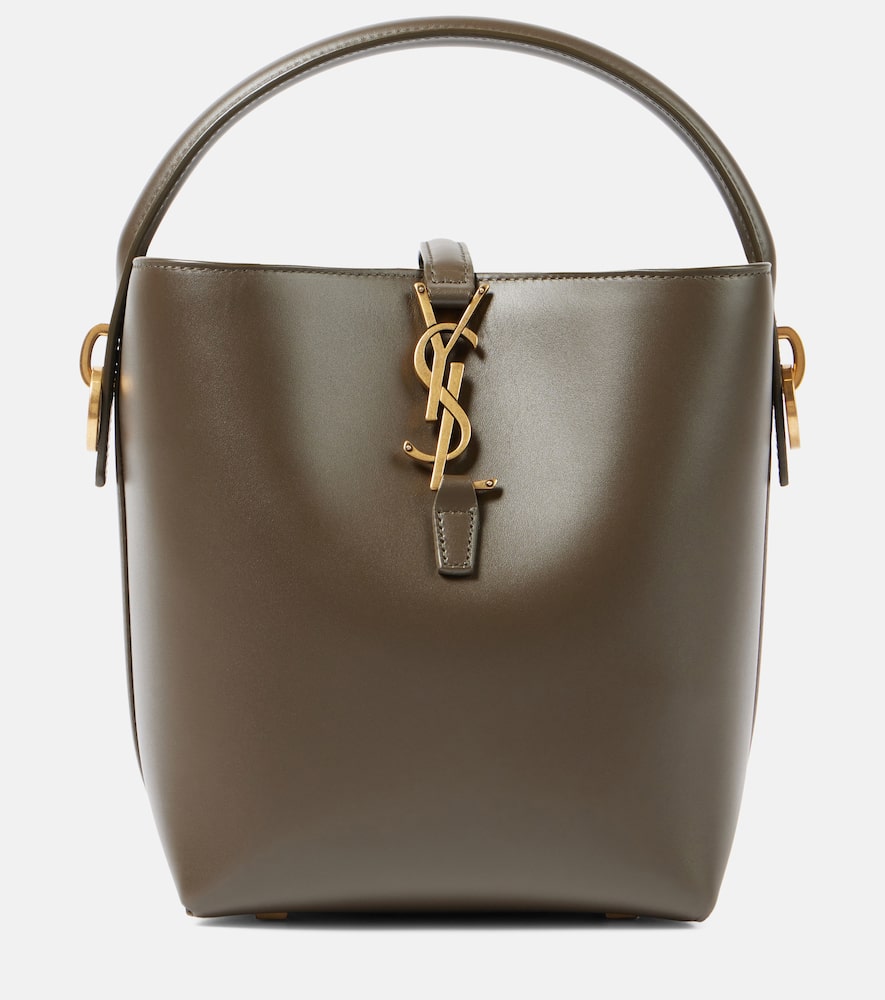 Saint Laurent Le 37 Leather Bucket Bag In Deep Musk