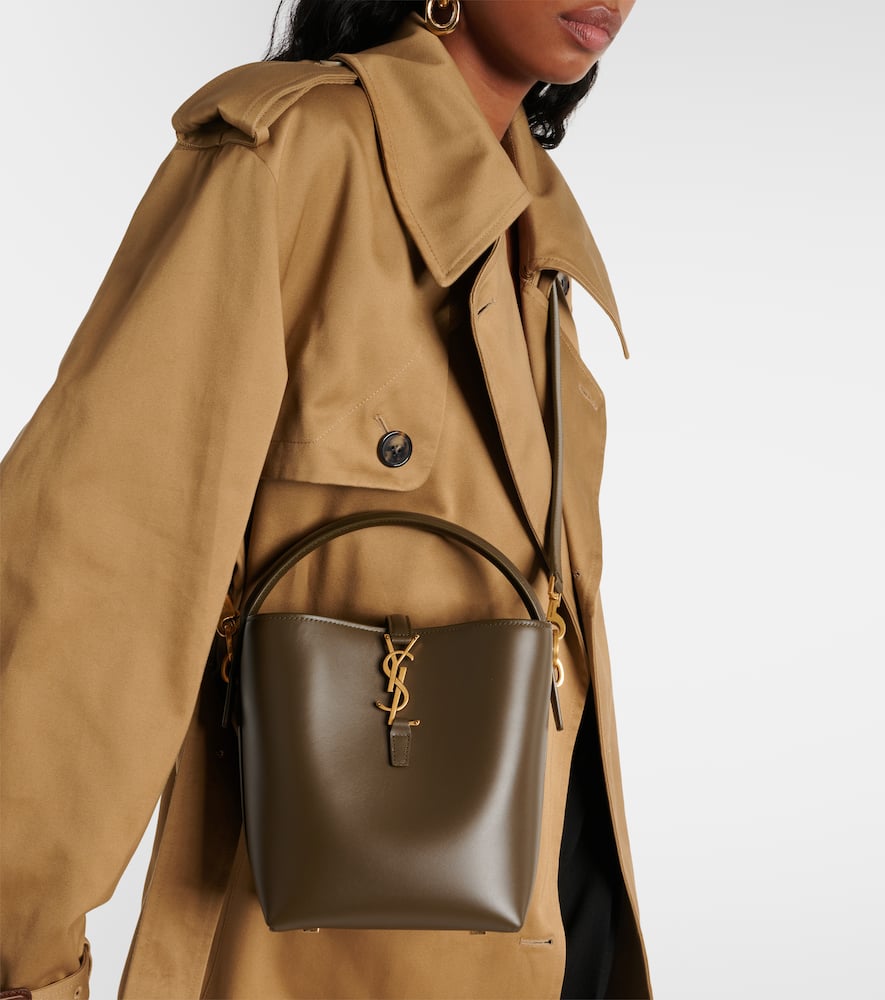 Saint Laurent Le 37 Leather Bucket Bag In Deep Musk