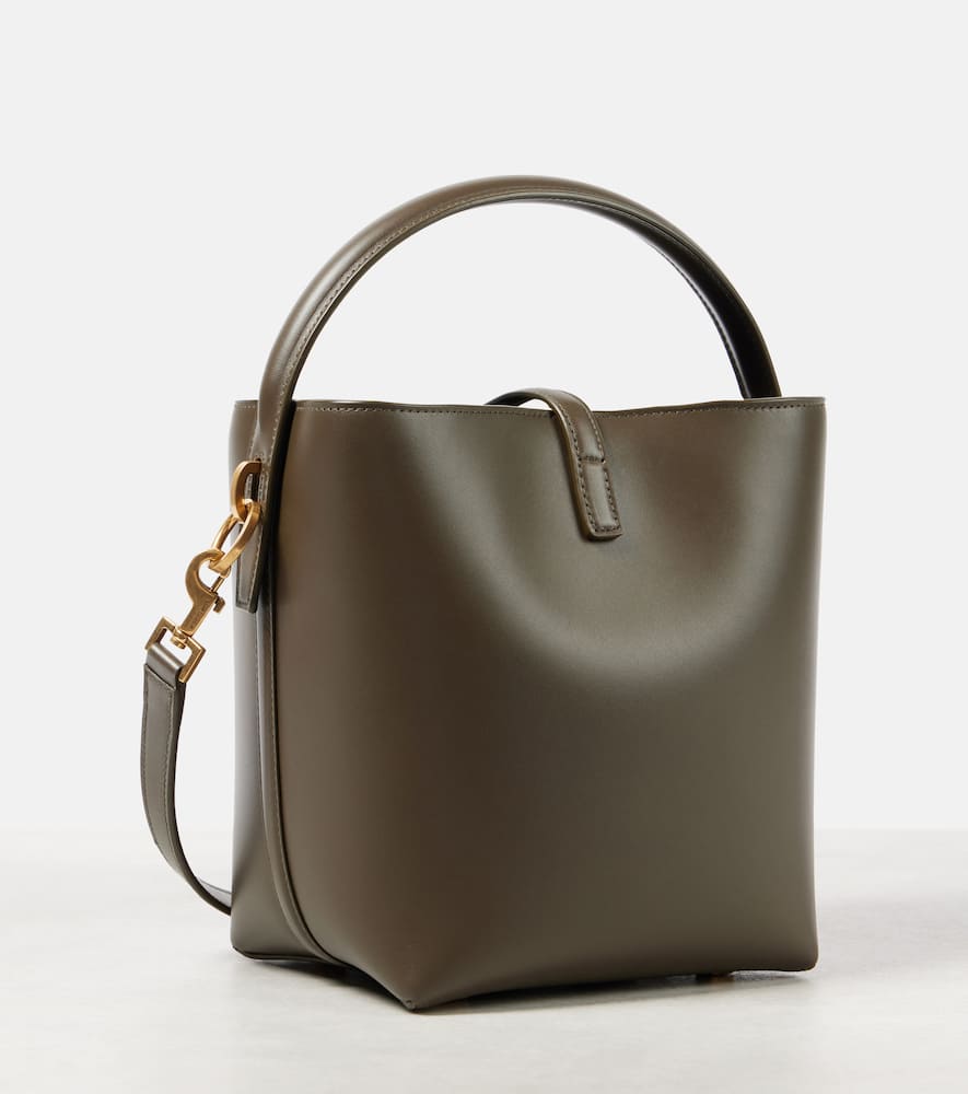 Saint Laurent Le 37 Leather Bucket Bag In Deep Musk