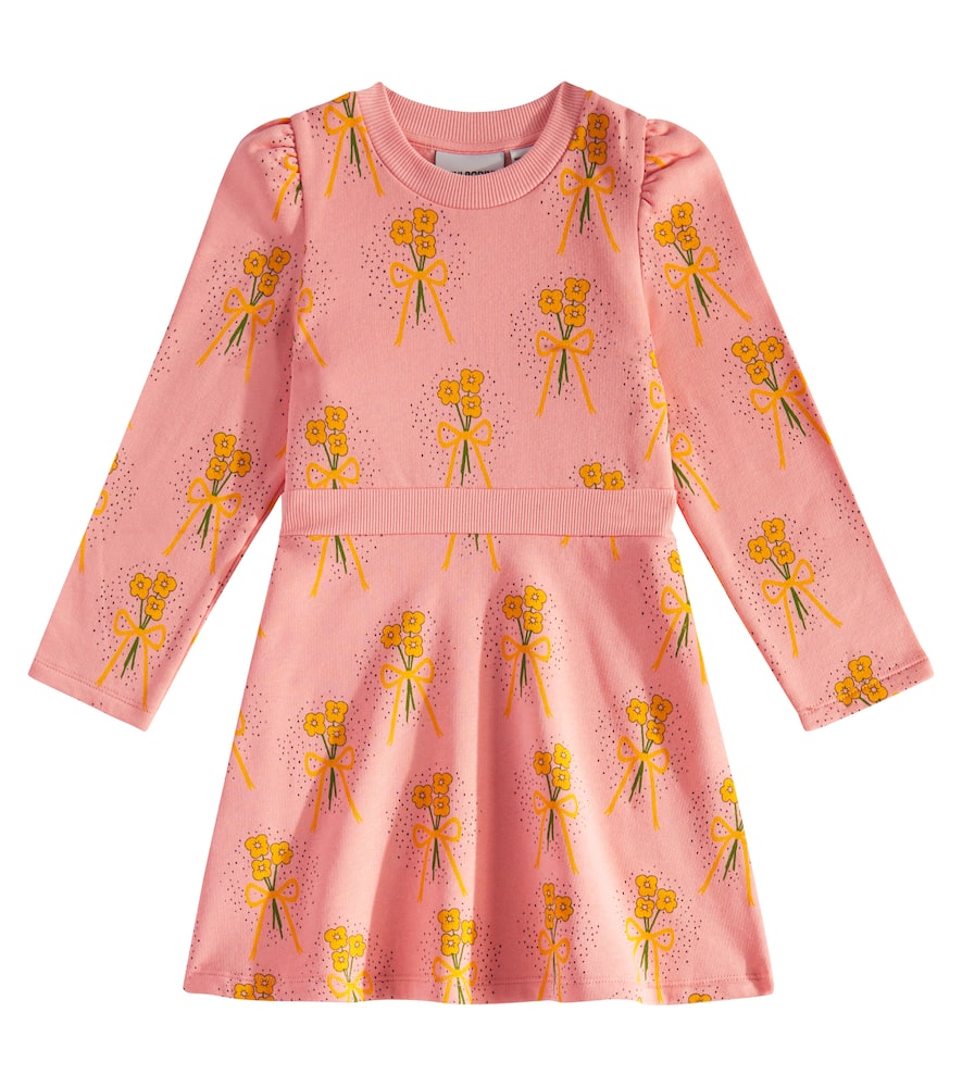 Mini Rodini Winter Flowers Cotton Dress In Pink