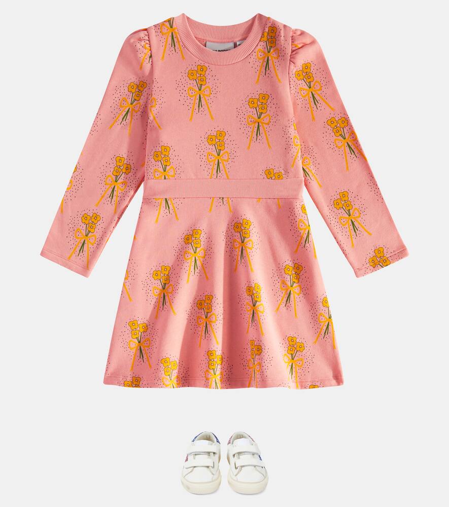 Mini Rodini Winter Flowers Cotton Dress In Pink