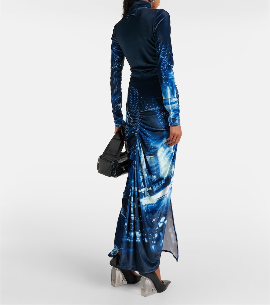 Jean Paul Gaultier Jean Paul Gaultier Bedrucktes Maxikleid Pigalle Aus Samt 