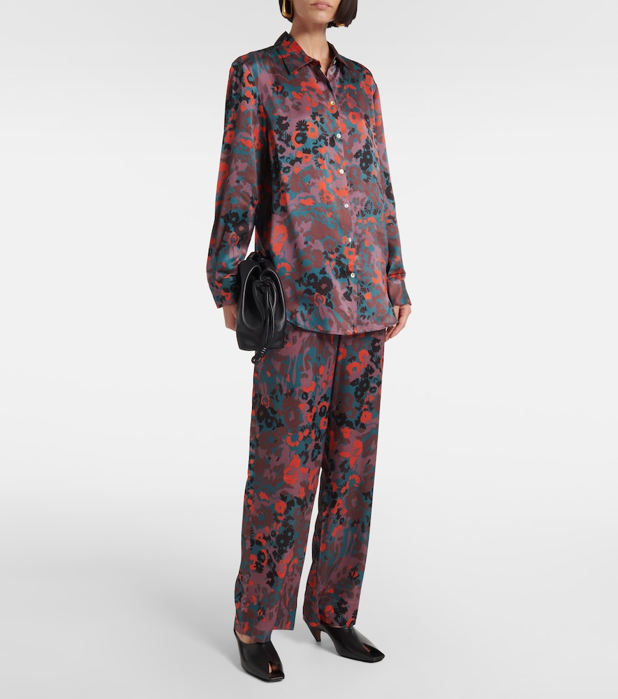  Asceno Asceno Printed Silk Charmeuse Straight Pants 
