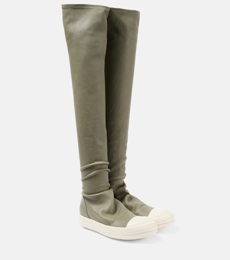 Stockings over-the-knee leather sneakers
