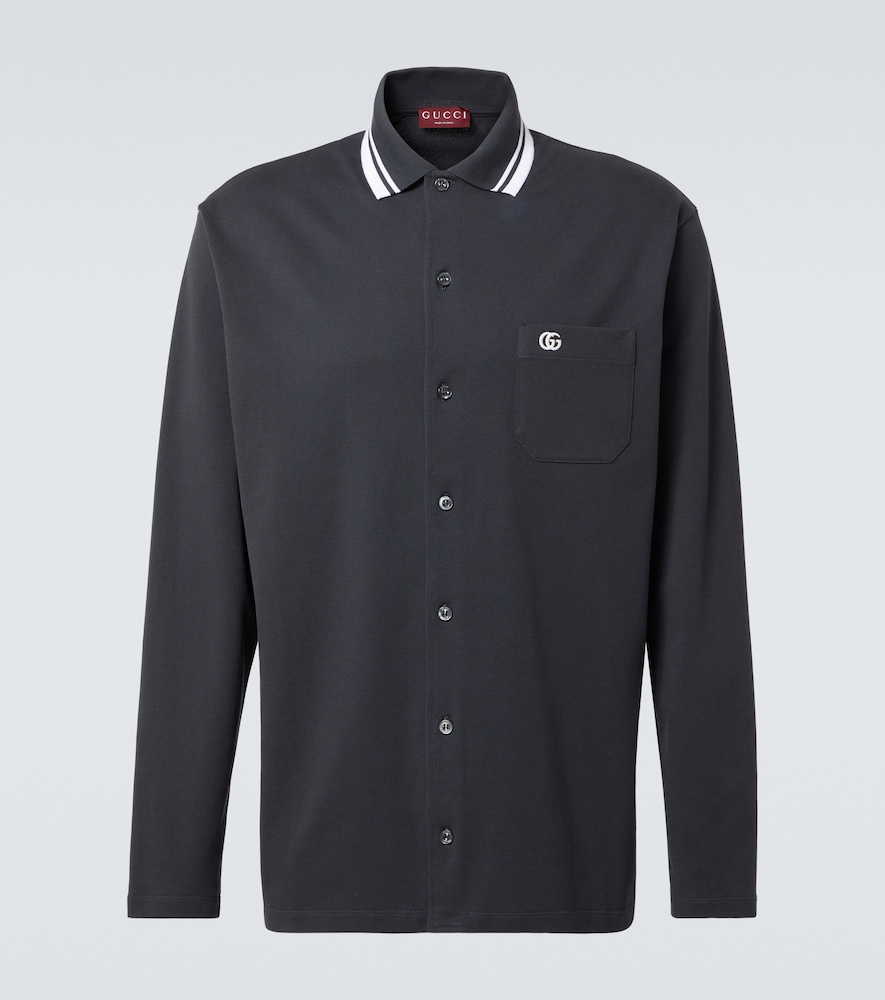 GG embroidered cotton-blend polo shirt
