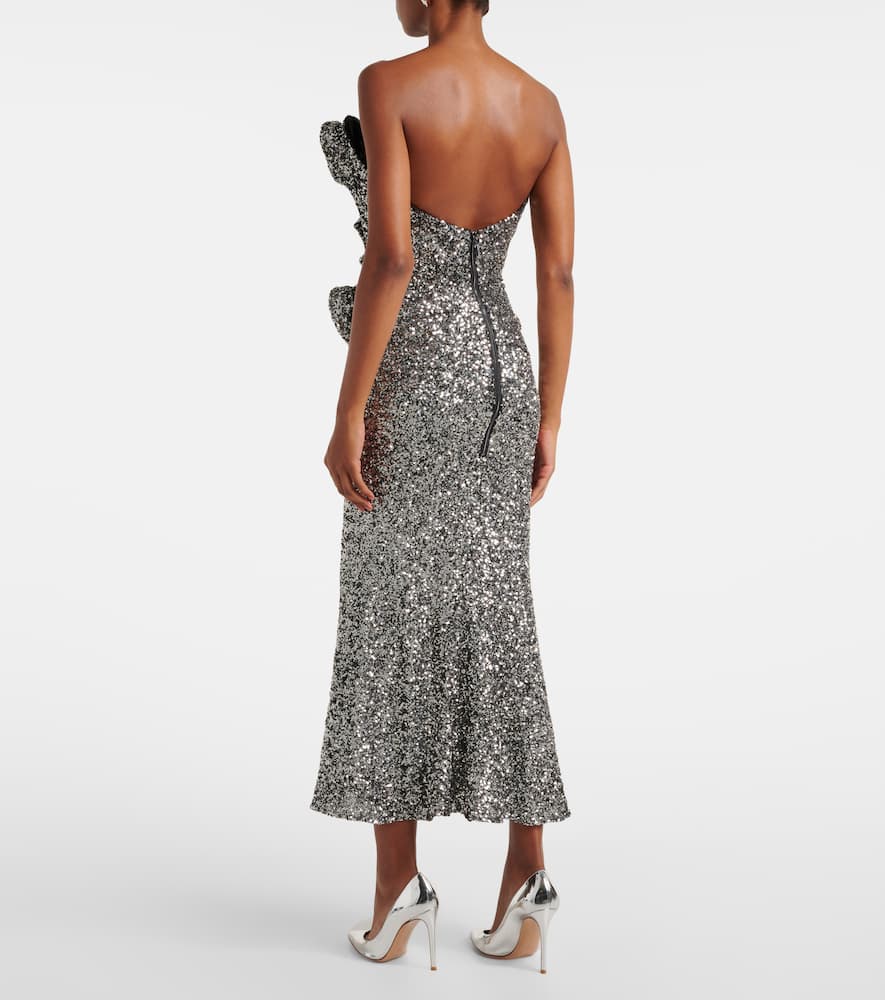 Maticevski Spellbind Embellished Strapless Gown In Silver