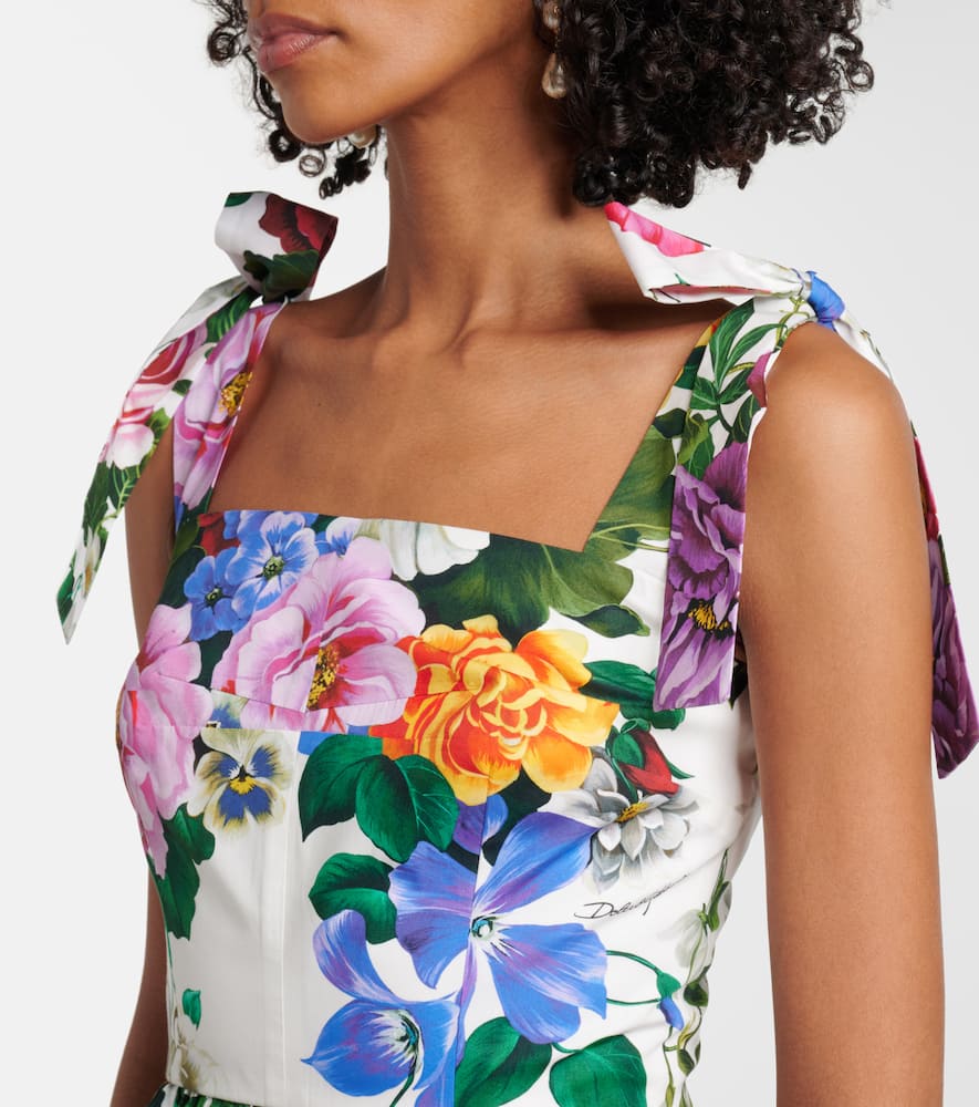 Dolce & Gabbana Multicolor Rose-print Corset Minidress In Multicoloured
