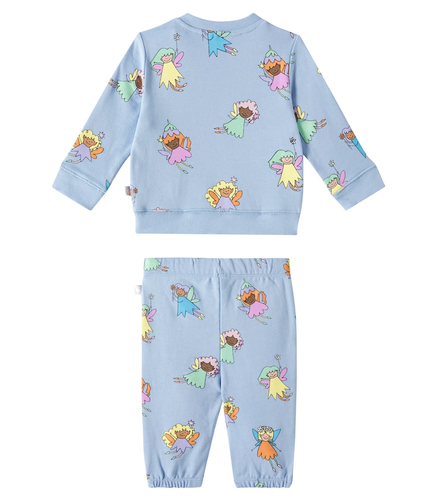 Stella Mccartney Baby Printed Cotton Sweater And Pants Set In Blue