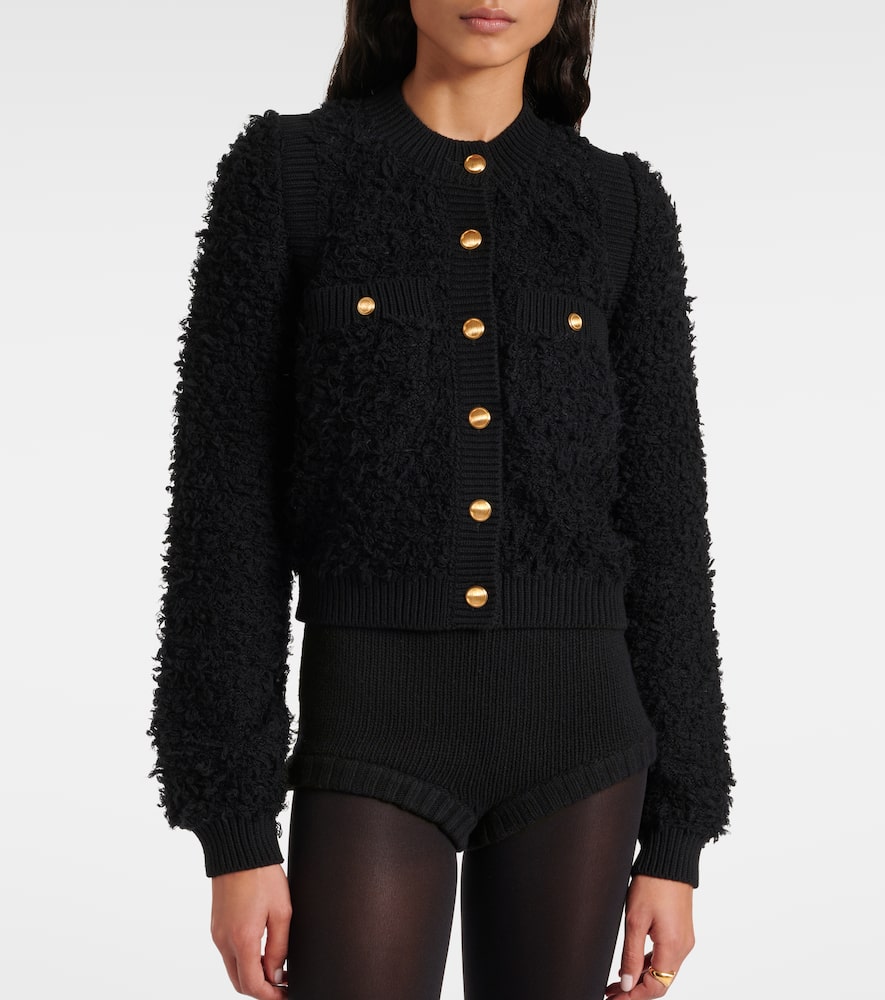 Chloé Boucle-knit Cardigan In Black