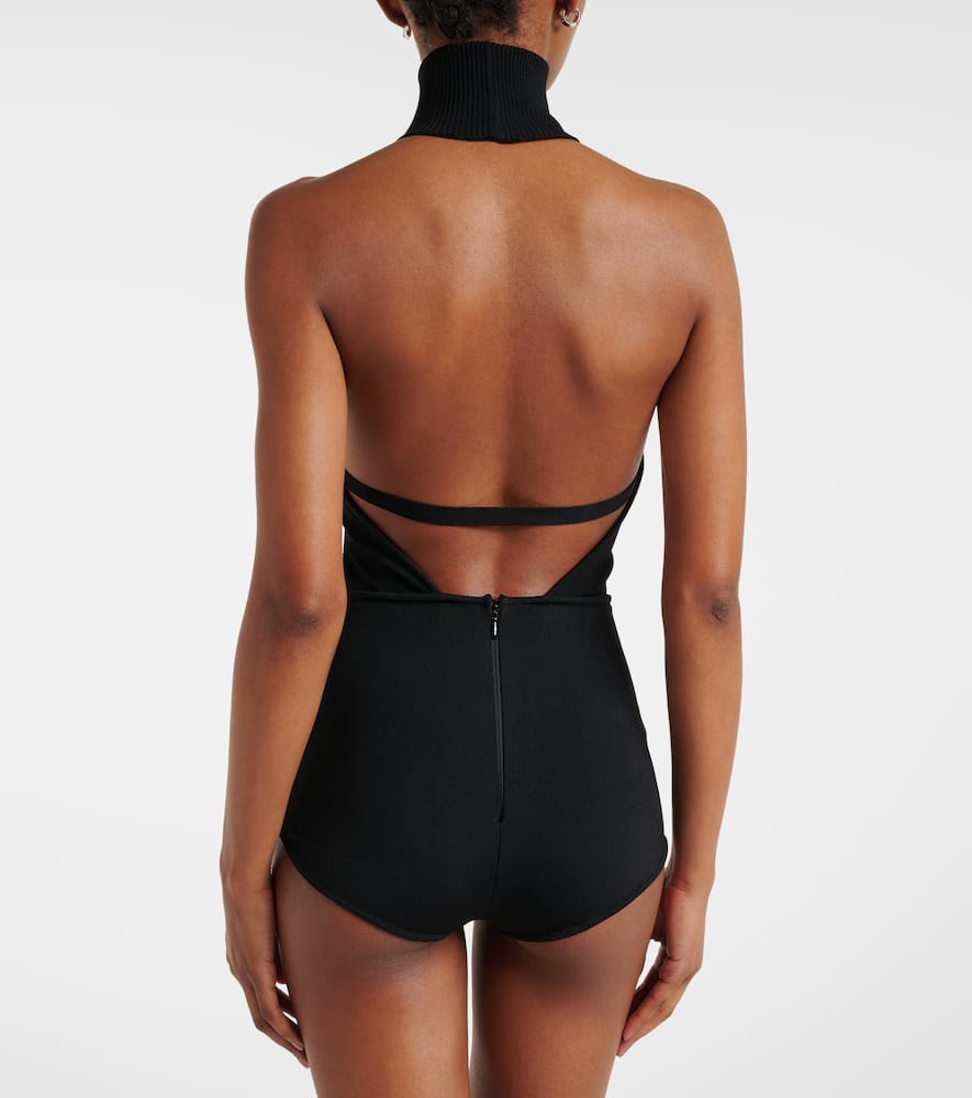 Shop Max Mara Apogeo Knitted Turtleneck Bodysuit In Black