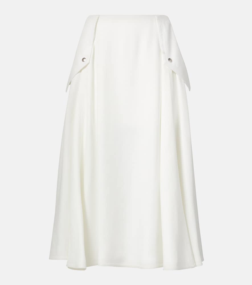 Bottega Veneta Flared High Waist Skirt With Metal Button In White