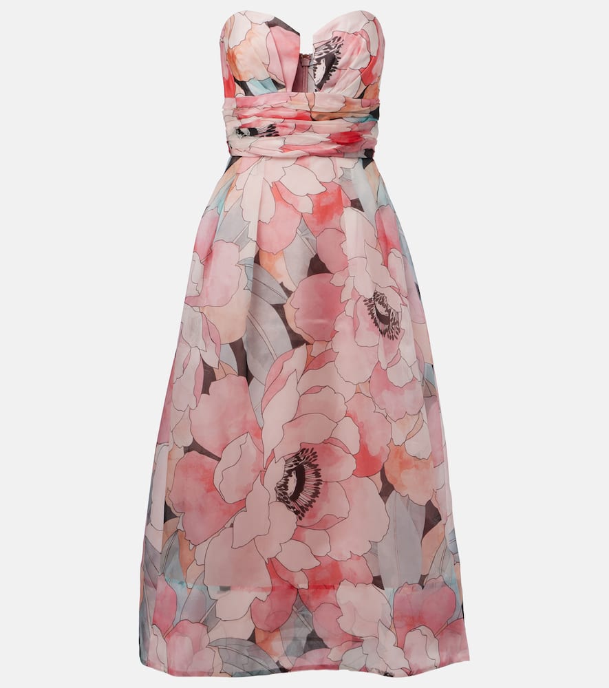 Bridal Bouquet floral silk midi dress