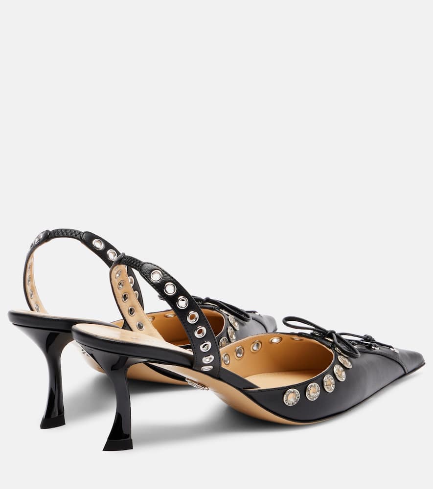 Mach&mach Crystalized Corset 65 Leather Slingback Pumps In Black