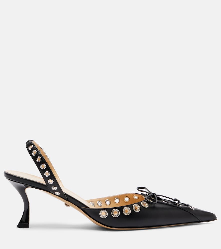 Mach&mach Crystalized Corset 65 Leather Slingback Pumps In Black