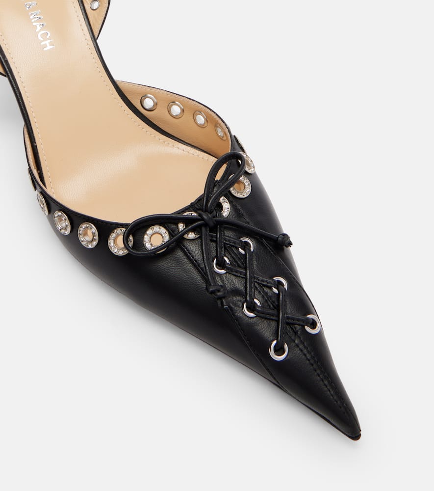 Mach&mach Crystalized Corset 65 Leather Slingback Pumps In Black