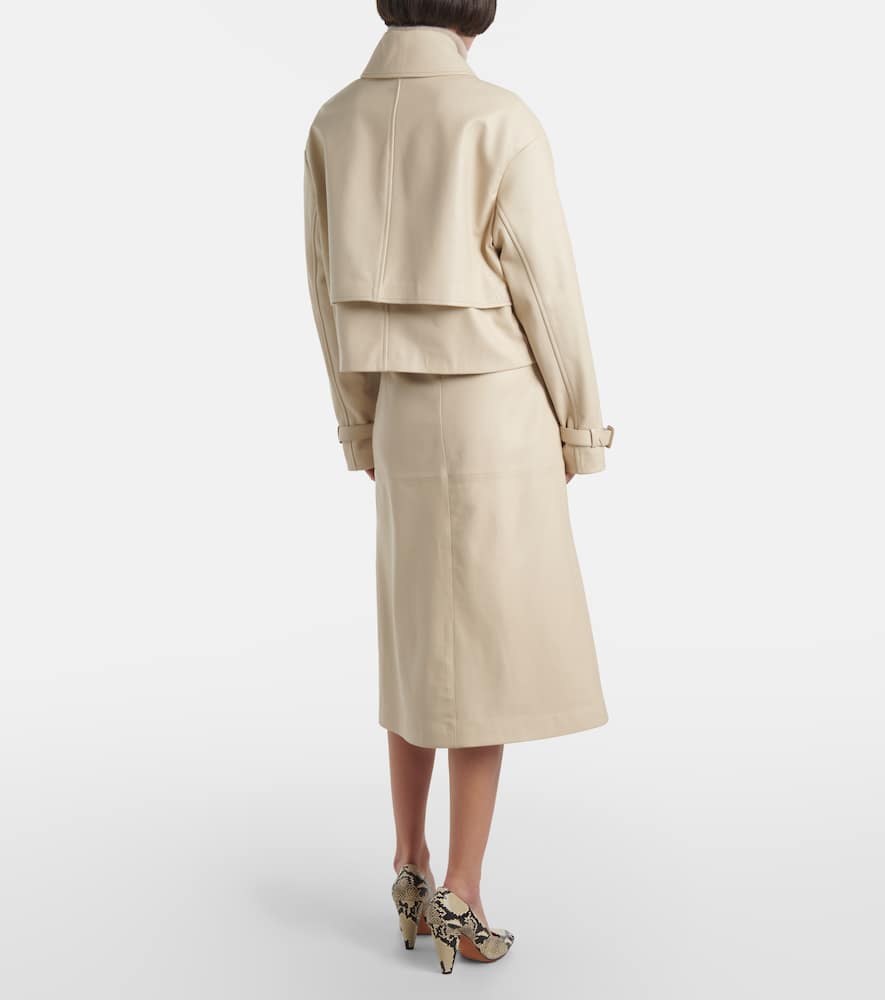 Joseph Cropped Leather Jacket In Neutral