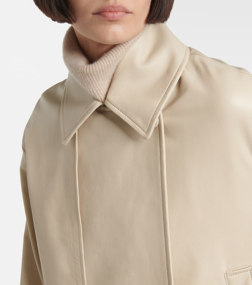 Joseph Cropped Leather Jacket In Neutral