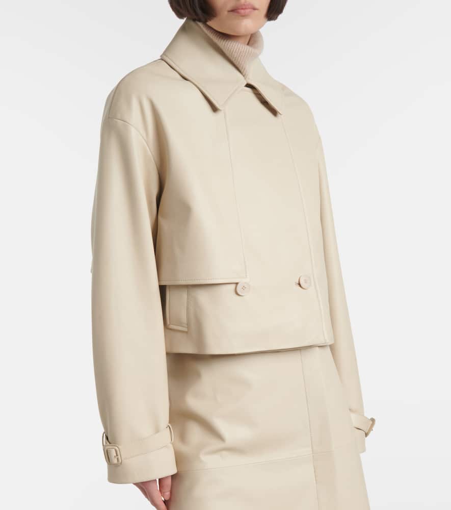 Joseph Cropped Leather Jacket In Neutral